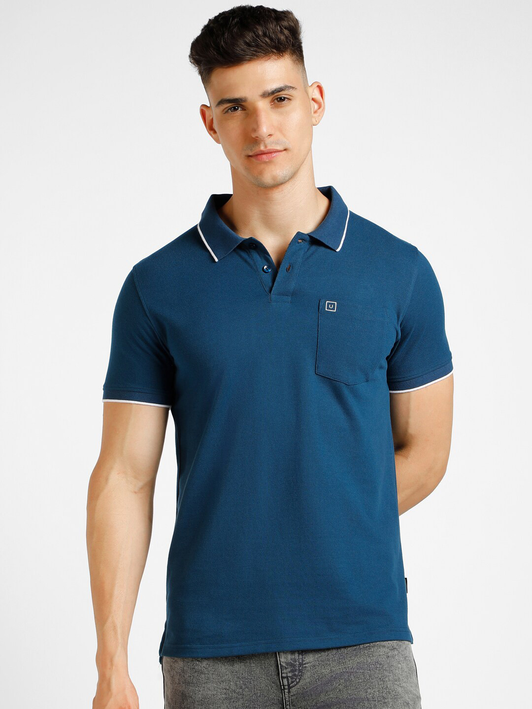 

Urbano Fashion Polo Collar Slim Fit T-shirt, Blue
