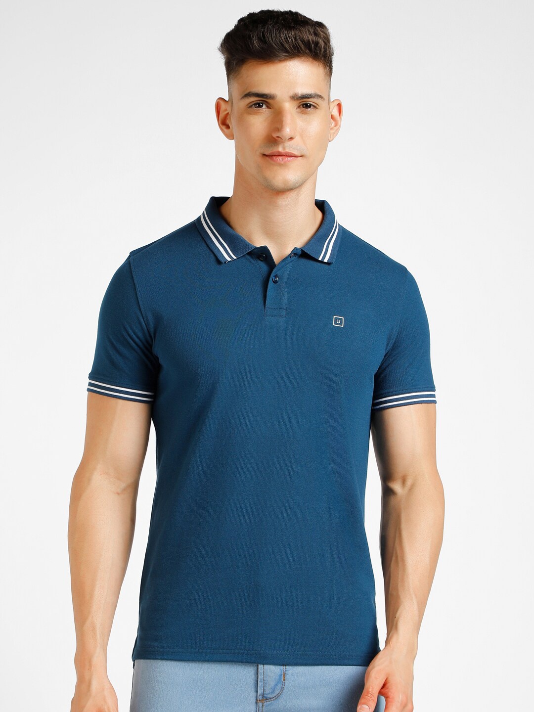 

Urbano Fashion Polo Collar Slim Fit T-shirt, Blue