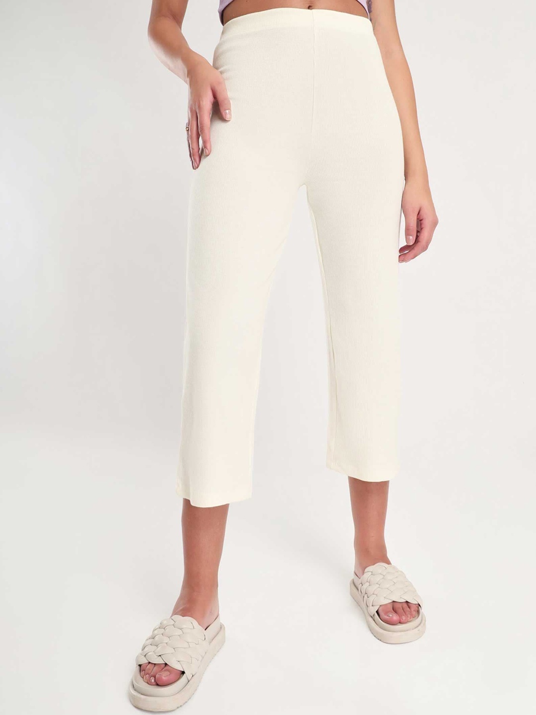 

NOBERO Women Cotton Culottes Trousers, Off white
