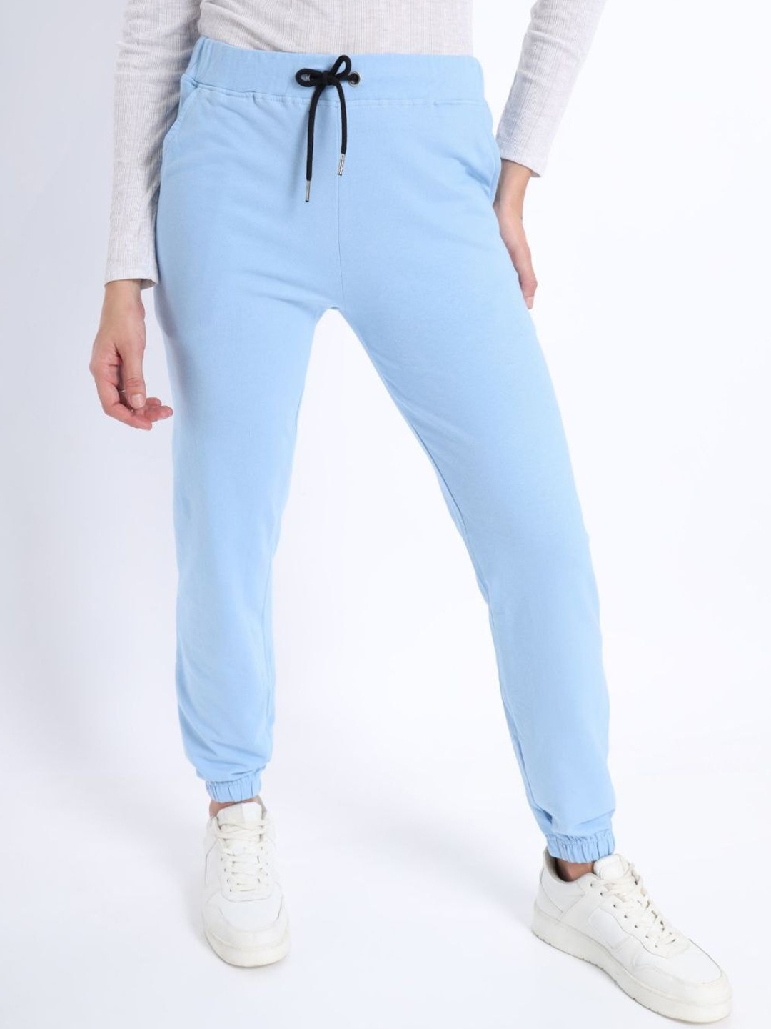 

NOBERO Women Mid-Rise Jogger Fit Trousers, Blue