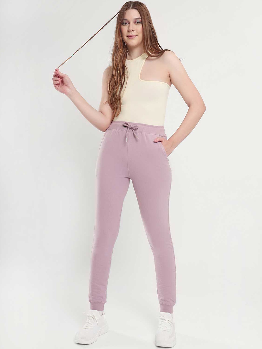 

NOBERO Women Regular Fit Cotton Joggers, Purple