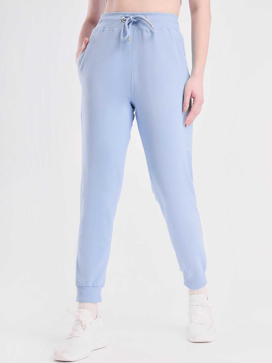 

NOBERO Women Mid-Rise Jogger Fit Trousers, Blue