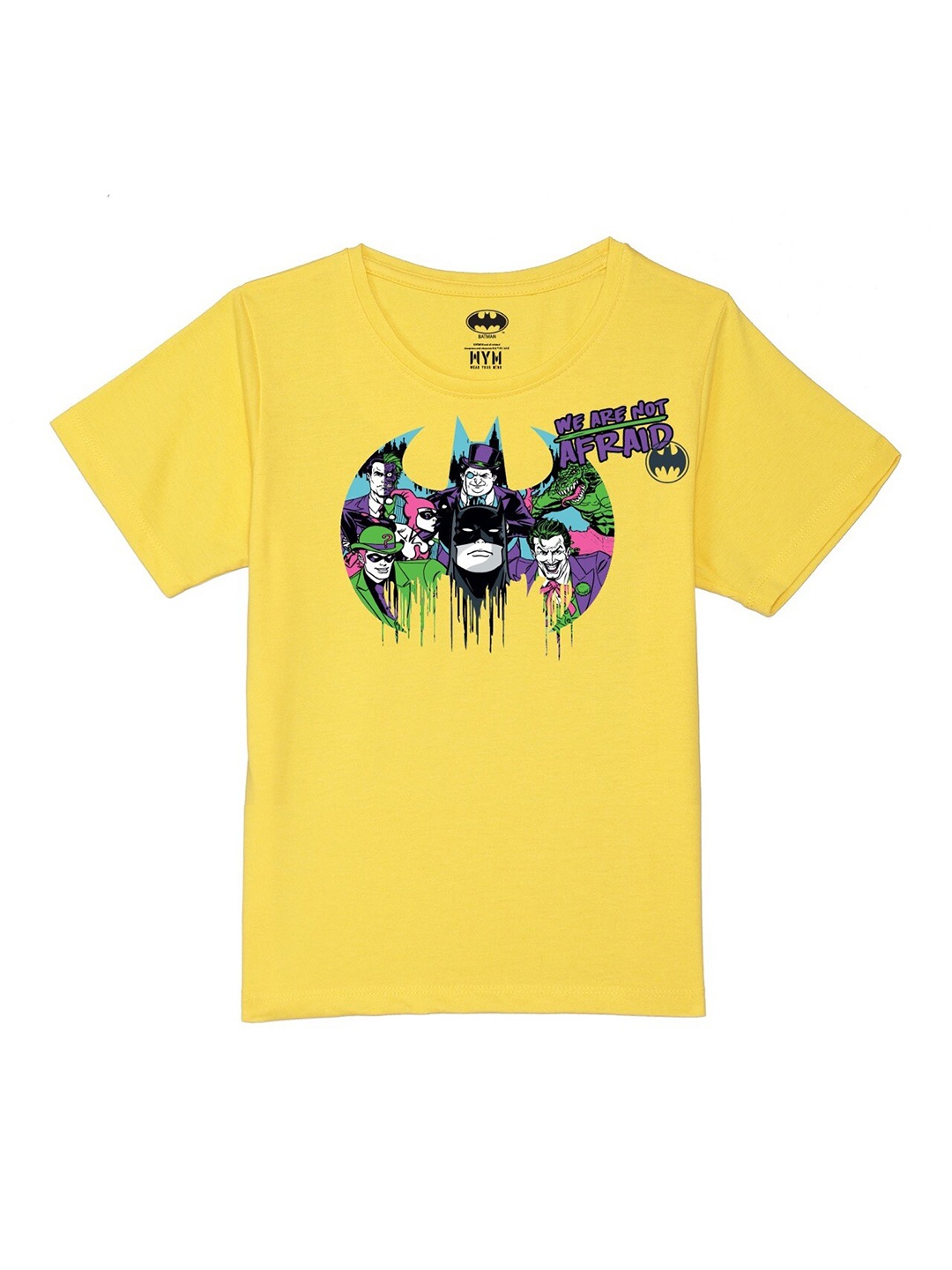 

Wear Your Mind Boys Batman Graphic Printed Pure Cotton T-Shirt, Yellow