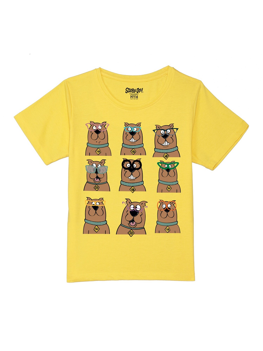 

Wear Your Mind Boys Printed Scooby Doo Pure Cotton T-shirt, Yellow