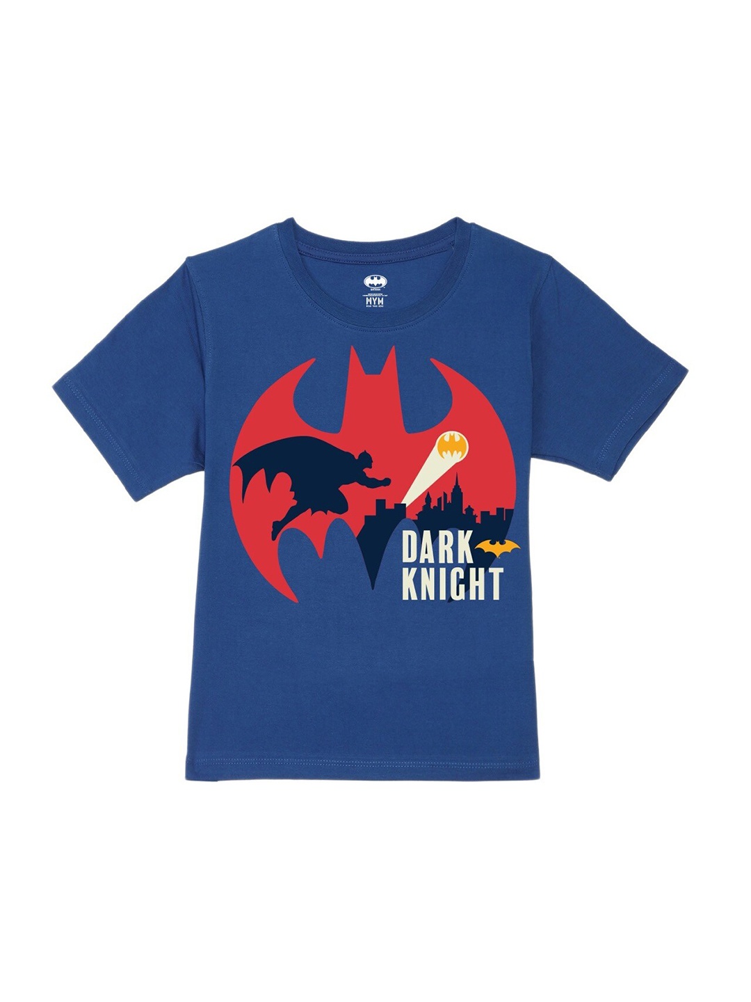 

Wear Your Mind Boys Graphic Batman Printed Pure Cotton T-Shirt, Navy blue