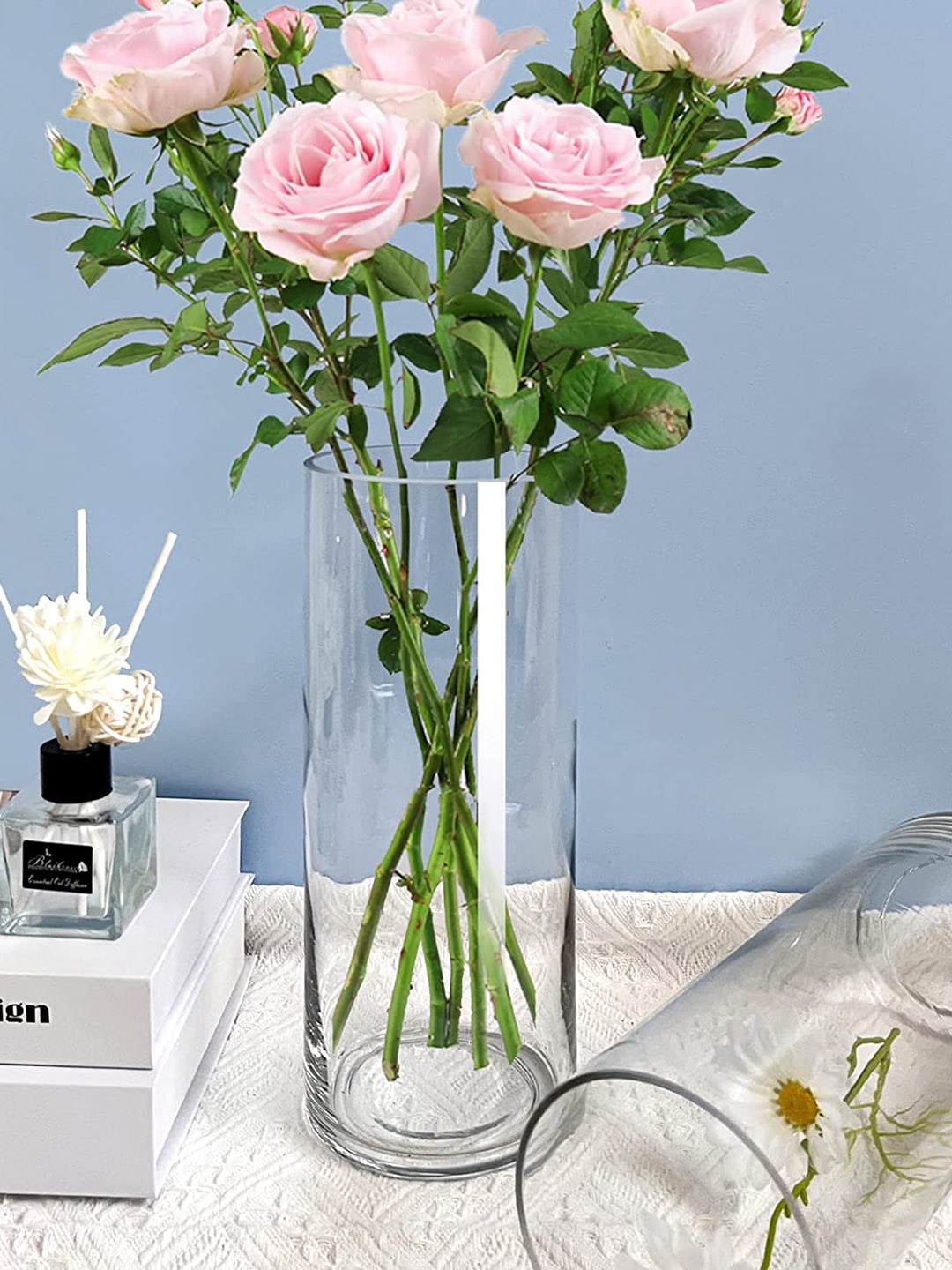 

BS AMOR White Glass Cylinderical Shape Flower Vase