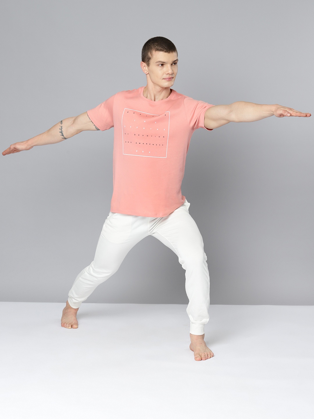 

HRX by Hrithik Roshan Men Typography Print Pure Cotton Sports T-shirt, Pink