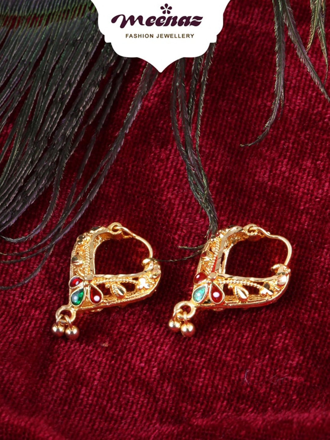 

MEENAZ Set of 4 Gold-Plated Classic Earrings