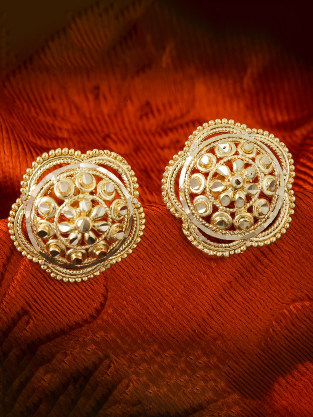 

MEENAZ Set of 2 Gold-Plated Circular Studs Earrings
