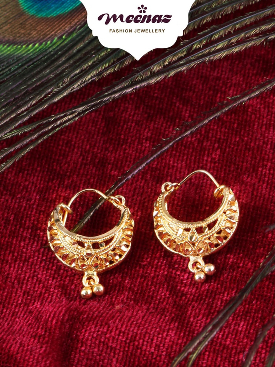 

MEENAZ Set of 2 Gold-Plated Circular Hoop Earrings