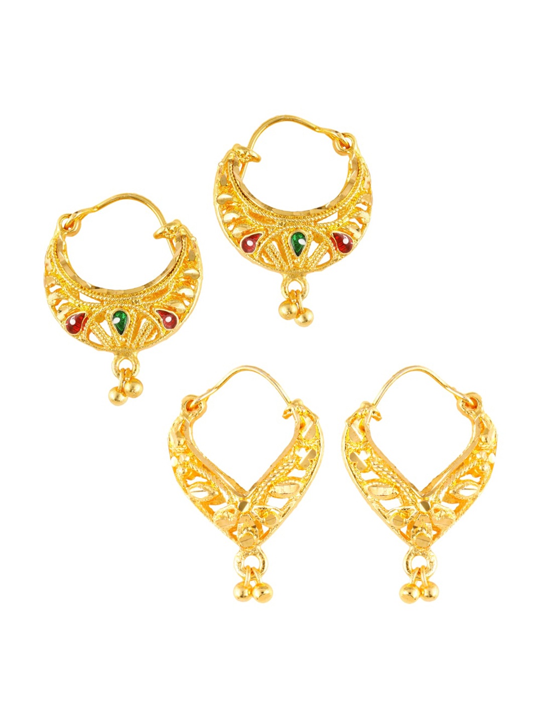 

MEENAZ Set of 2 Gold-Plated Classic Hoop Earrings