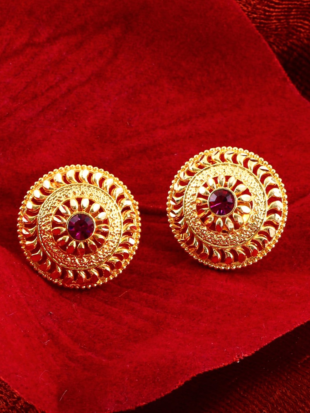 

MEENAZ Set of 2 Gold-Plated Classic Studs Earrings