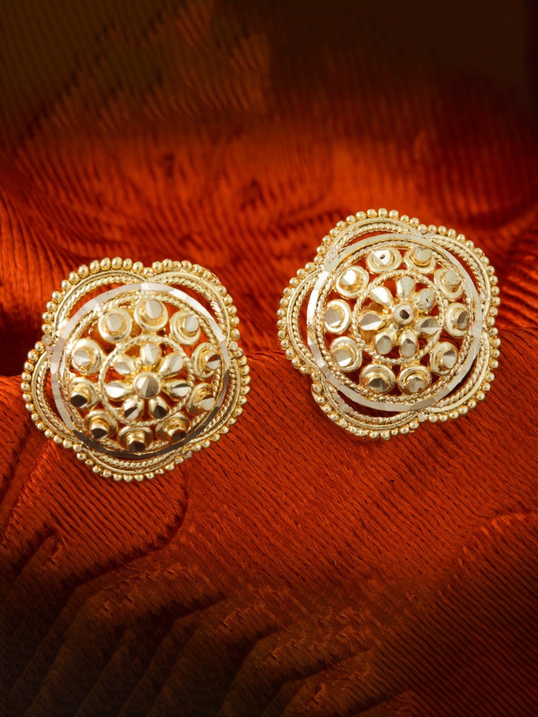 

MEENAZ Set of 2 Gold-Plated Circular Studs Earrings