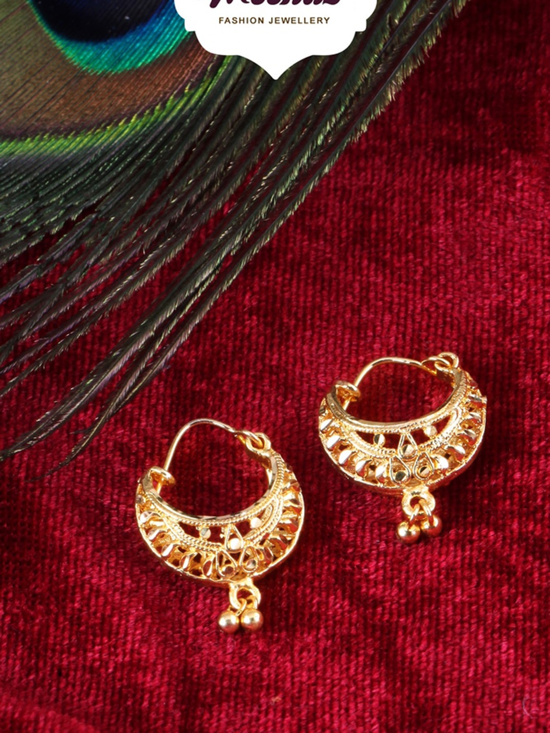 

MEENAZ Set of 2 Gold-Plated Classic Studs Earrings