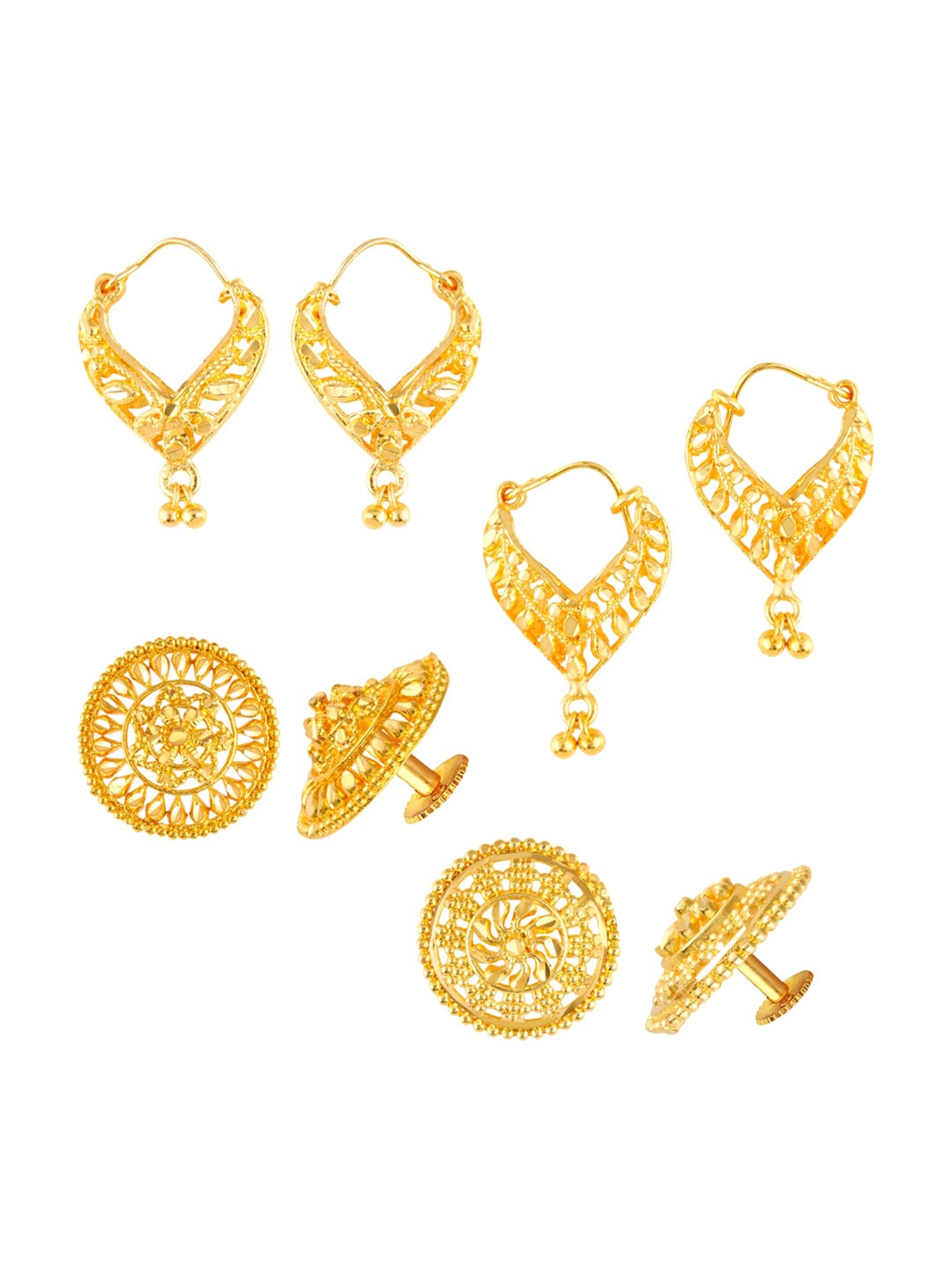 

MEENAZ Set of 4 Gold-Plated Classic Earrings