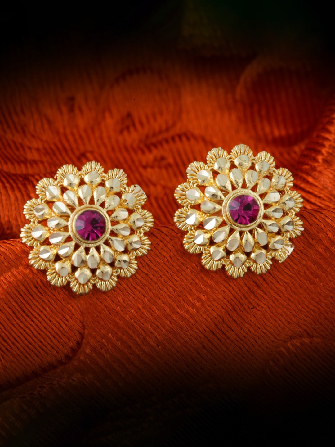 

MEENAZ Set of 2 Gold-Plated Circular Studs Earrings