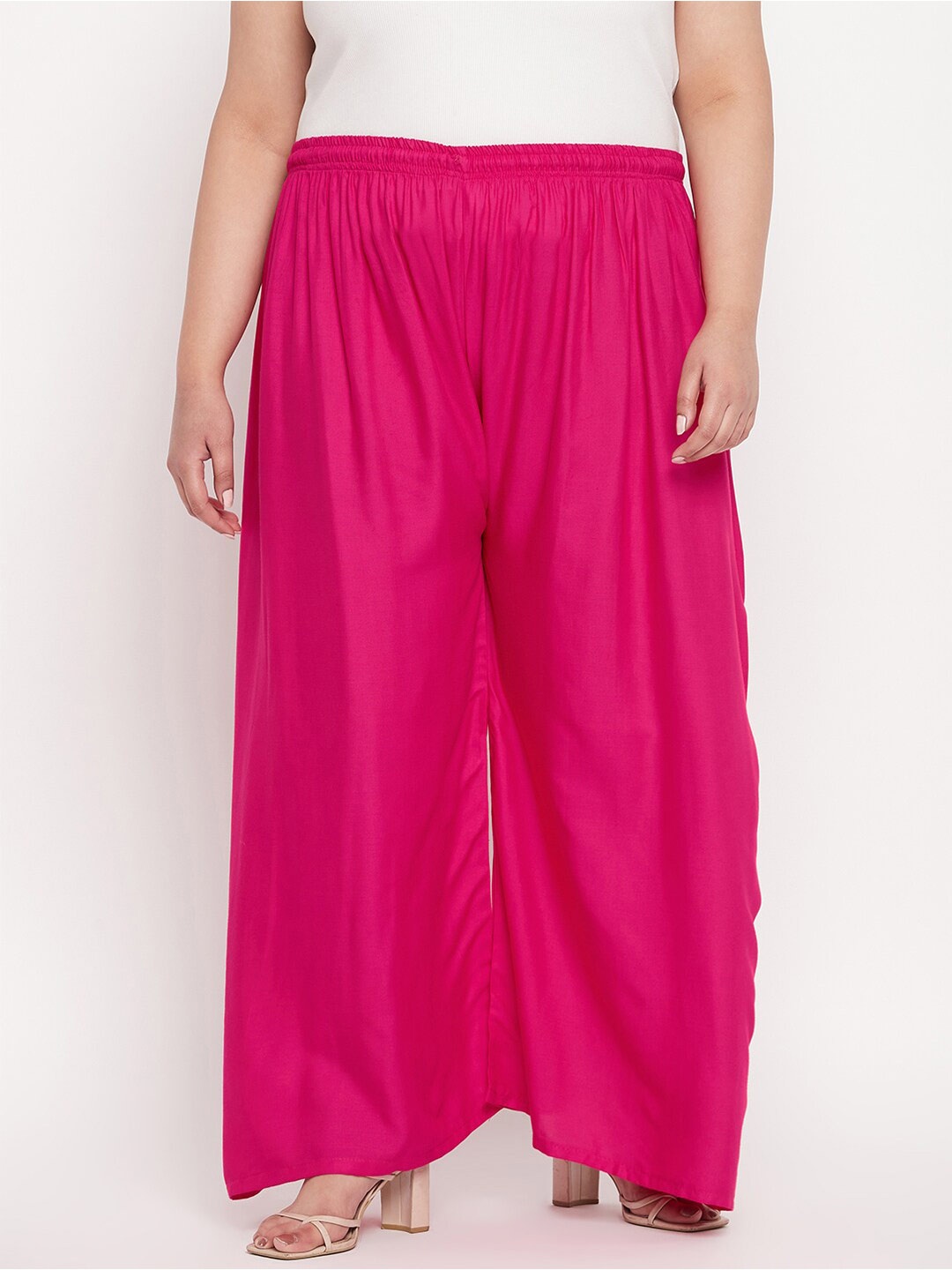 

CLORA CREATION PLUS Women Wide Leg Fit Palazzos, Magenta