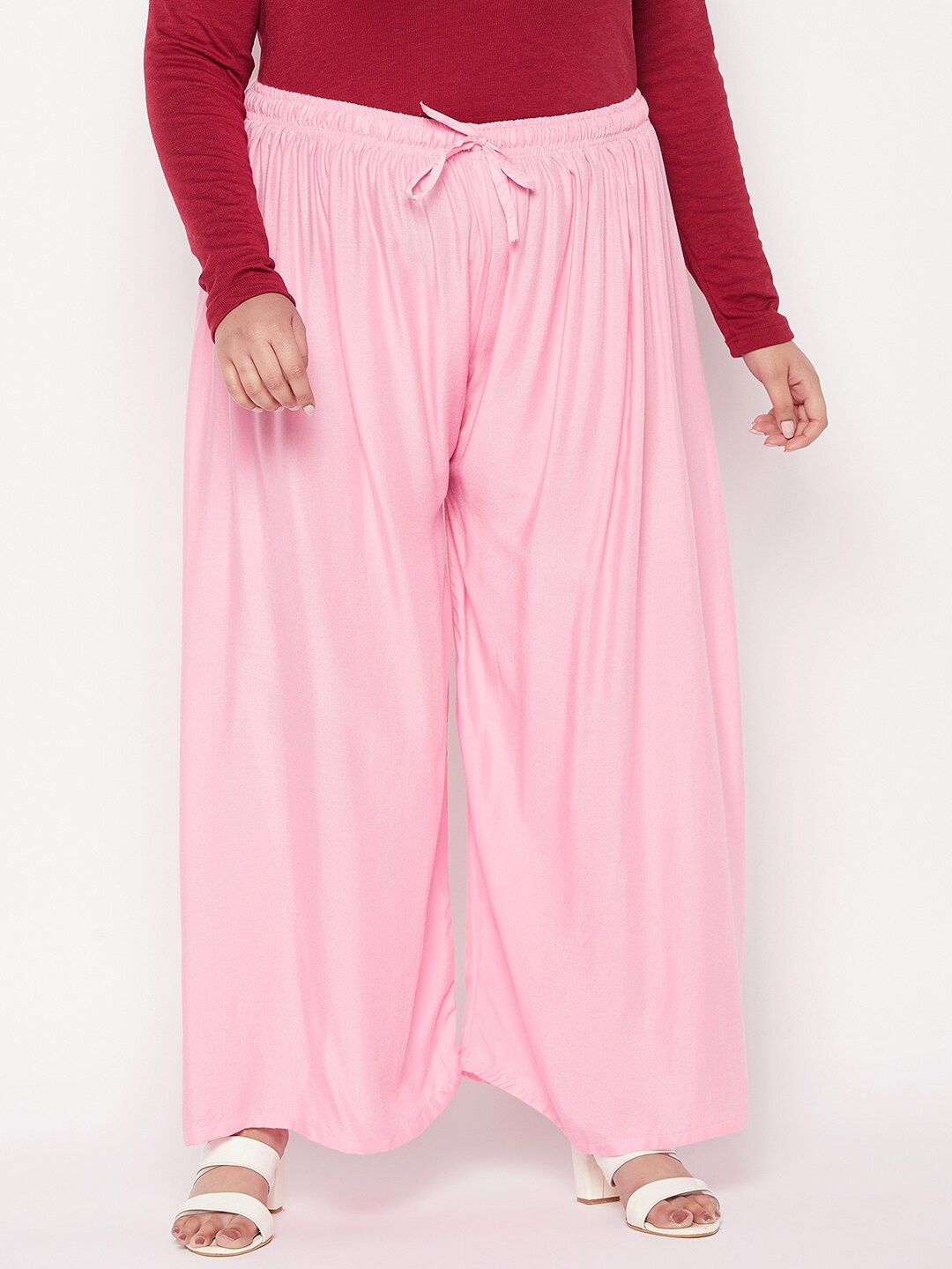 

CLORA CREATION PLUS Women Plus Size Straight Palazzos, Pink
