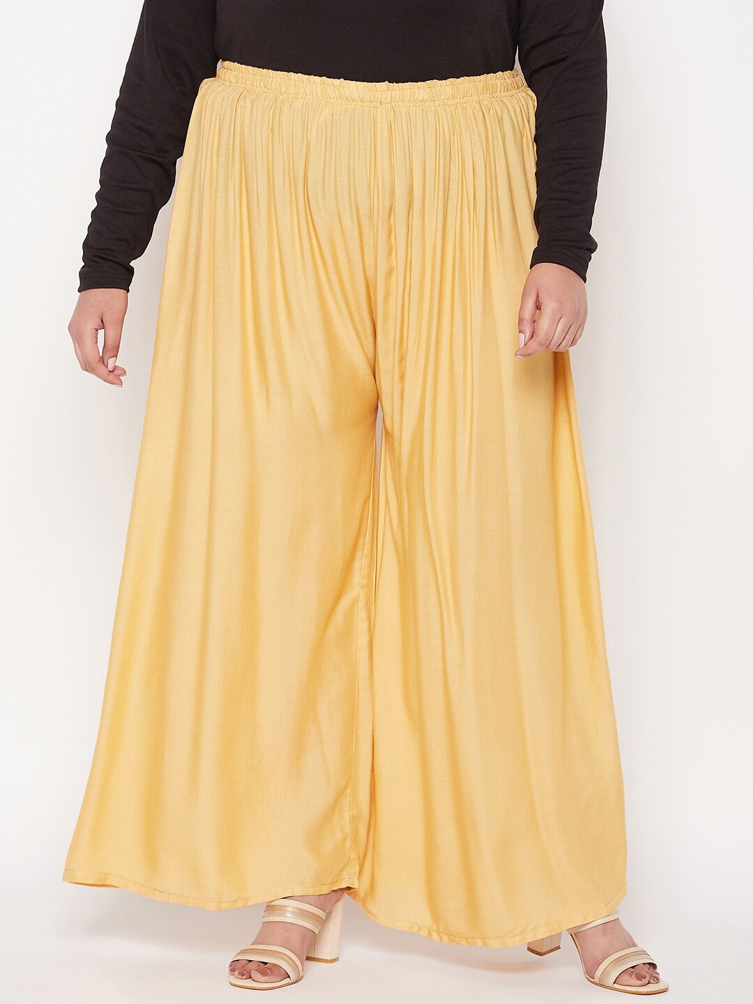 

CLORA CREATION PLUS Women Plus Size Wide Leg Palazzo, Beige
