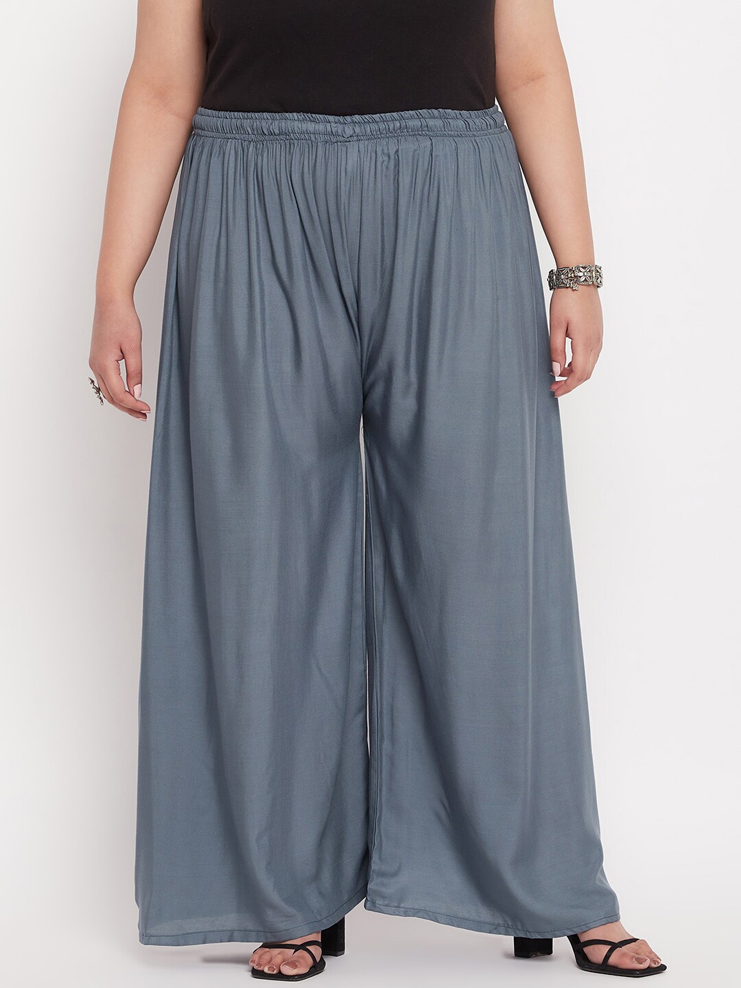 

CLORA CREATION PLUS Women Plus Size Wide Leg Palazzo, Grey