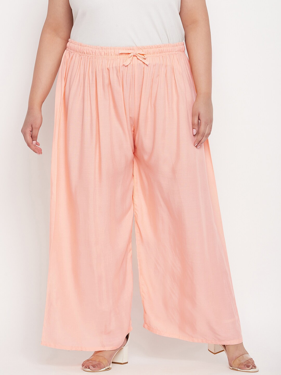 

CLORA CREATION PLUS Women Plus Size Wide Leg Palazzos, Peach