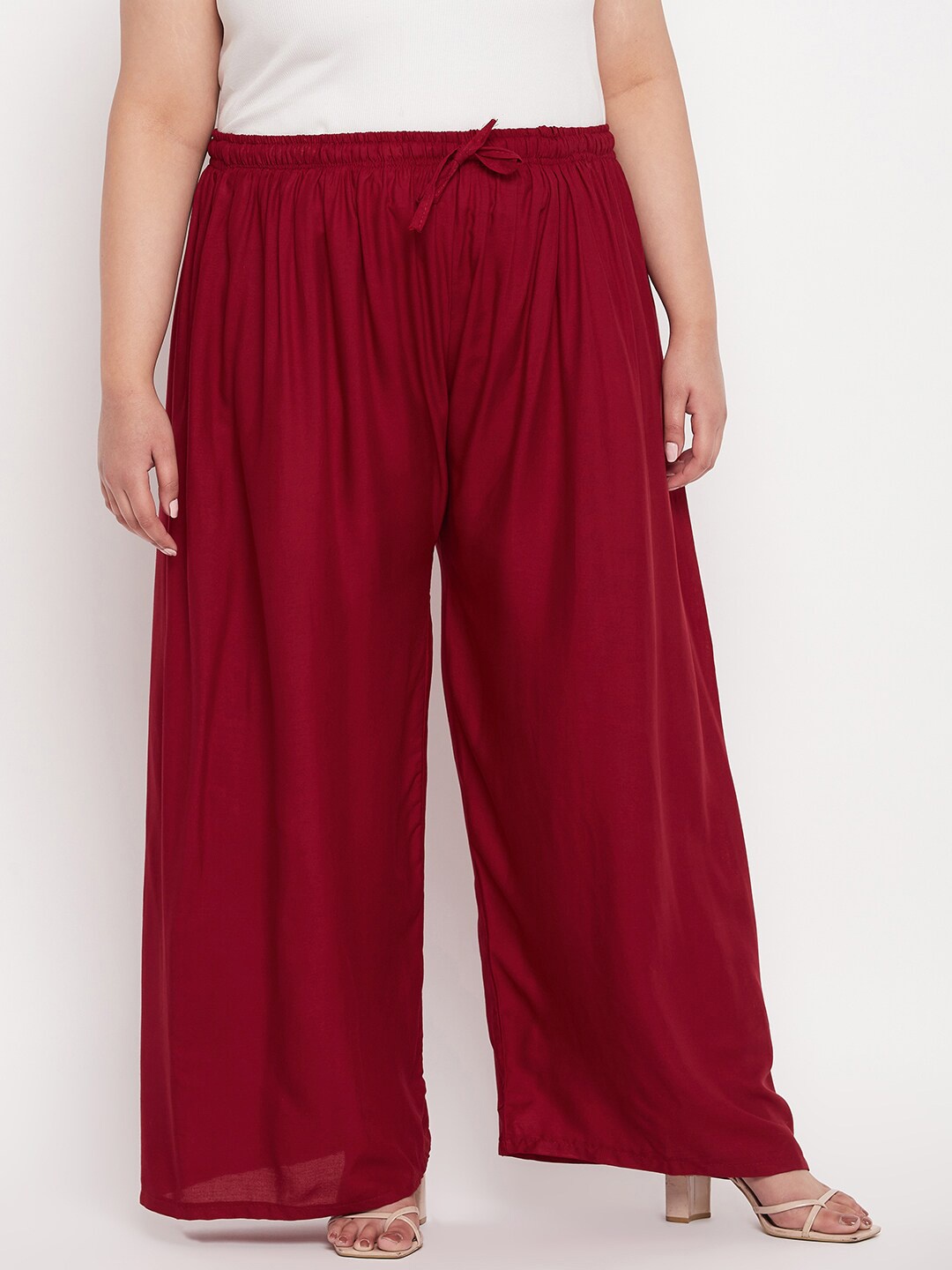 

CLORA CREATION PLUS Women Wide Leg Fit Palazzos, Maroon