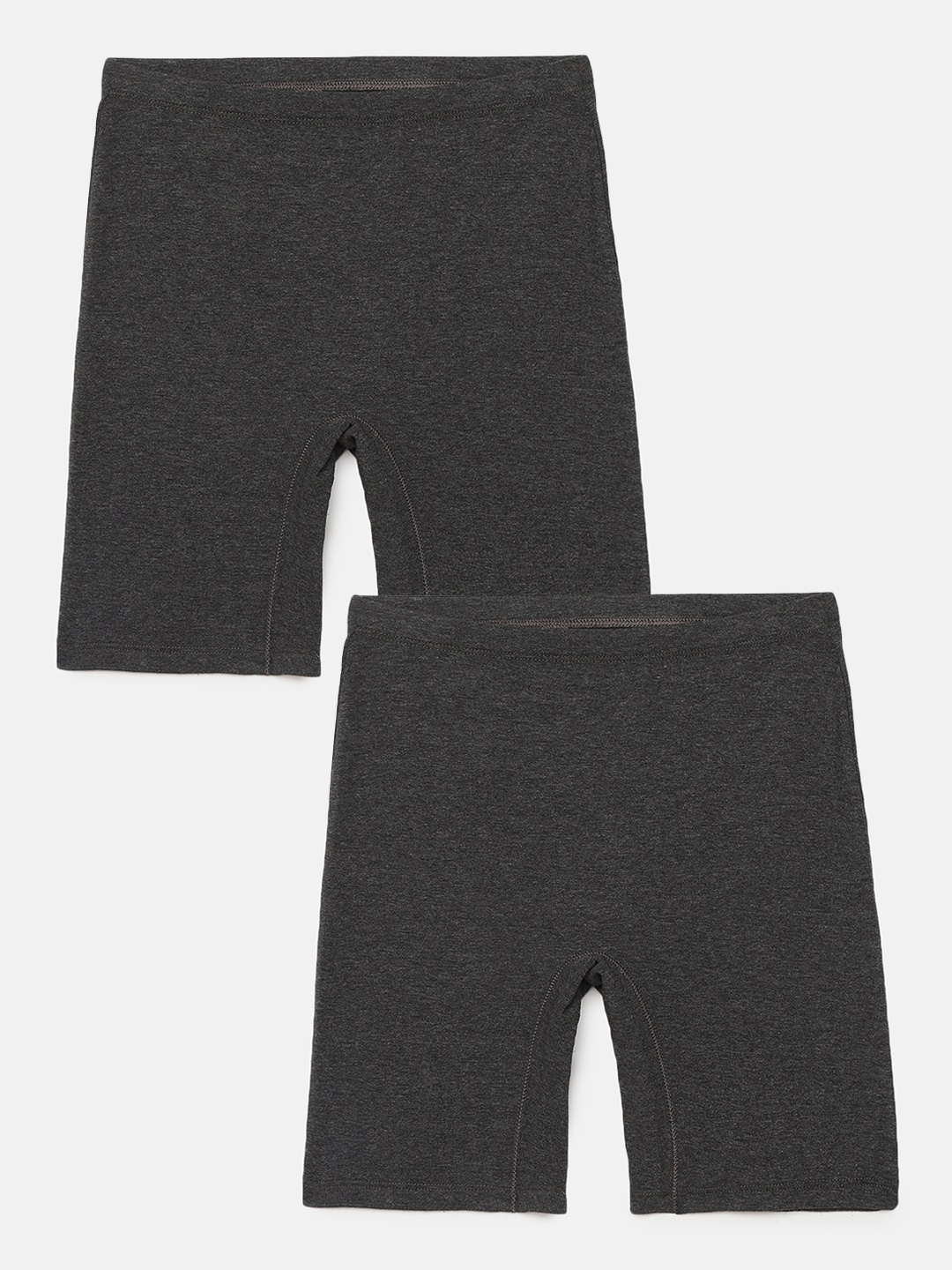 

mackly Girls Pack of 2 Solid Shorts, Charcoal