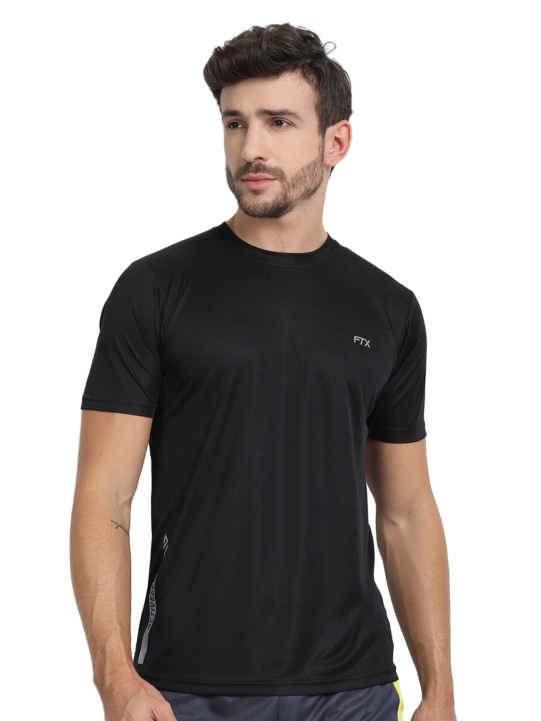 

FTX Round Neck Regular Fit Sports T-shirt, Black