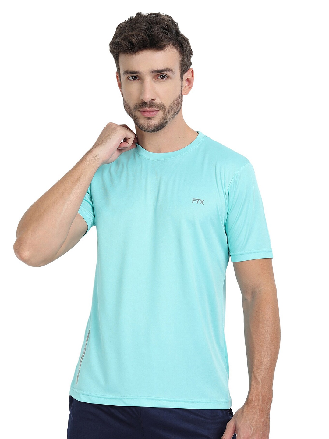 

FTX Men Round Neck Regular Fit T-shirt, Turquoise blue