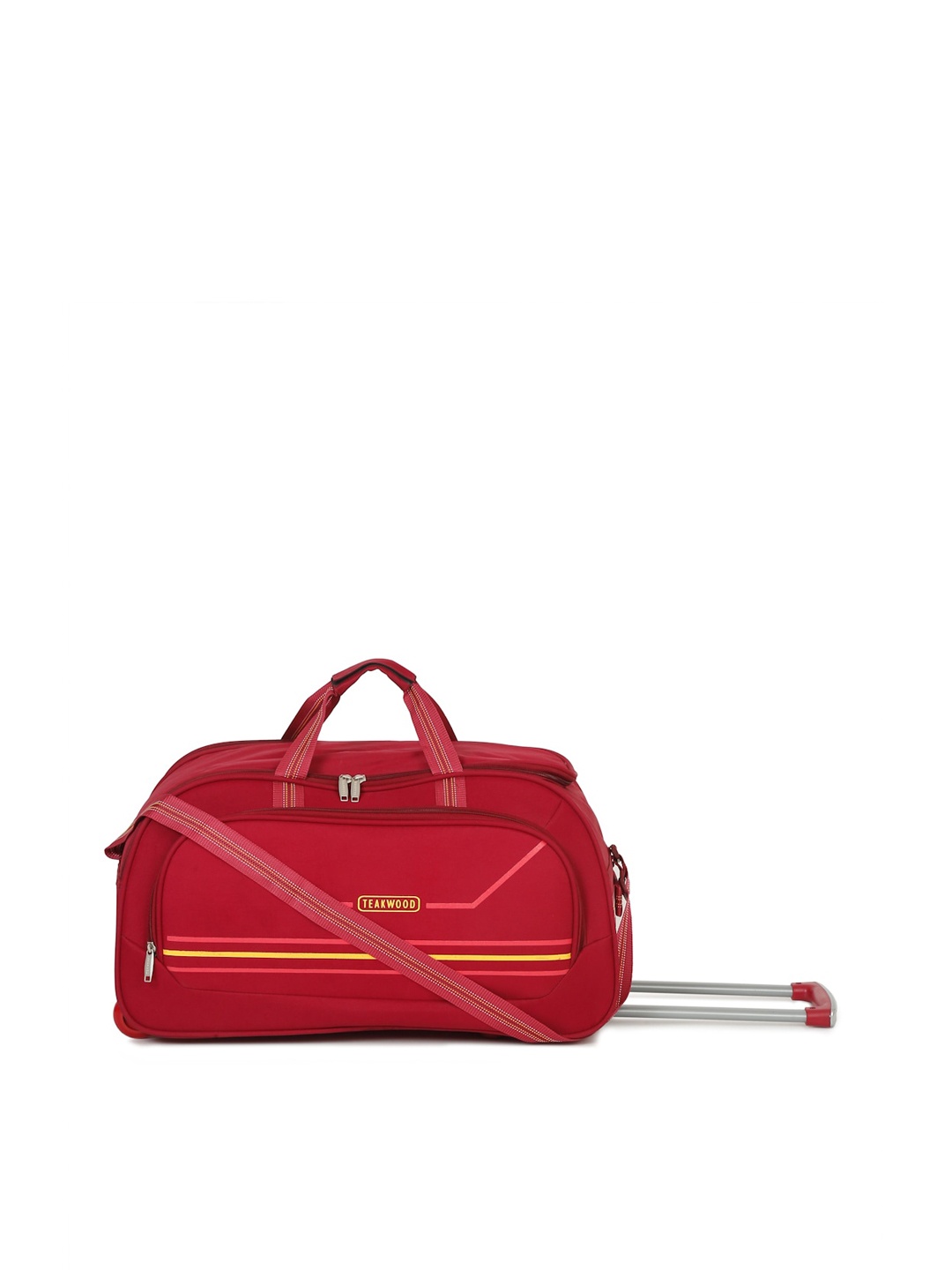 

Teakwood Leathers Brand Logo Printed Detail Large-Sized Duffel Trolley Bag, Red