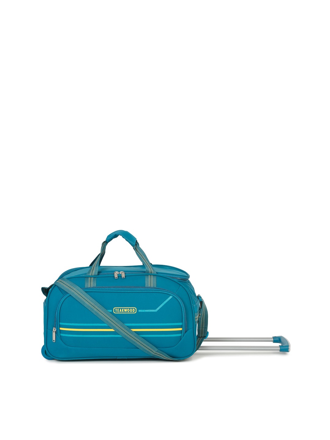 

Teakwood Leathers Striped Detail Small Duffle Trolley Bag, Teal