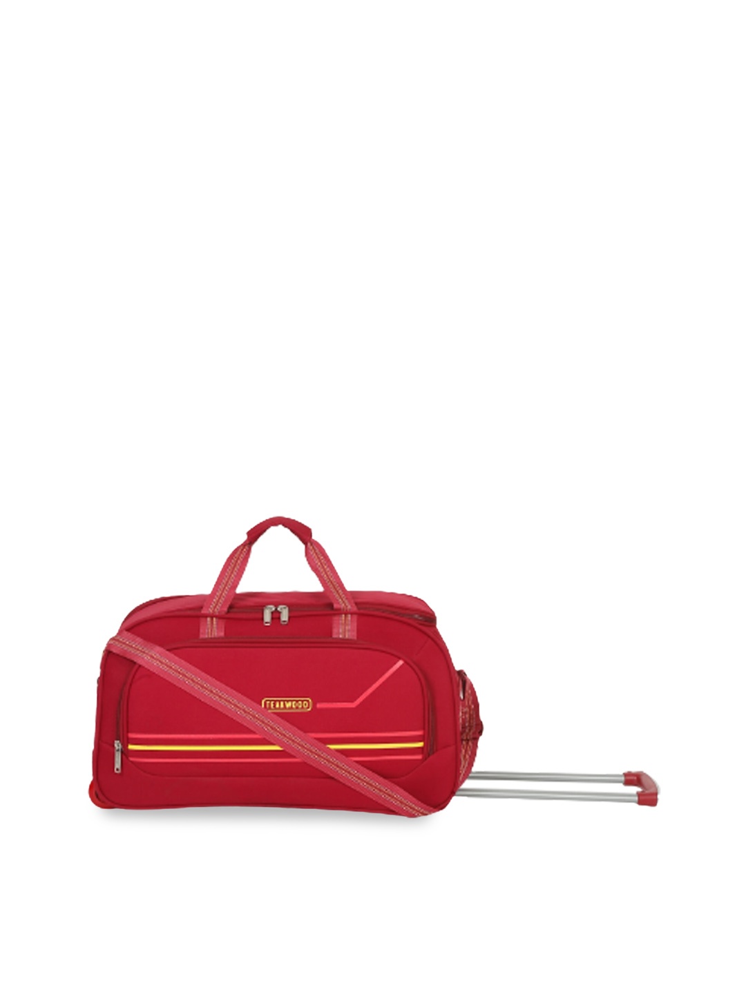 

Teakwood Leathers Printed Duffel Trolly Bag, Red