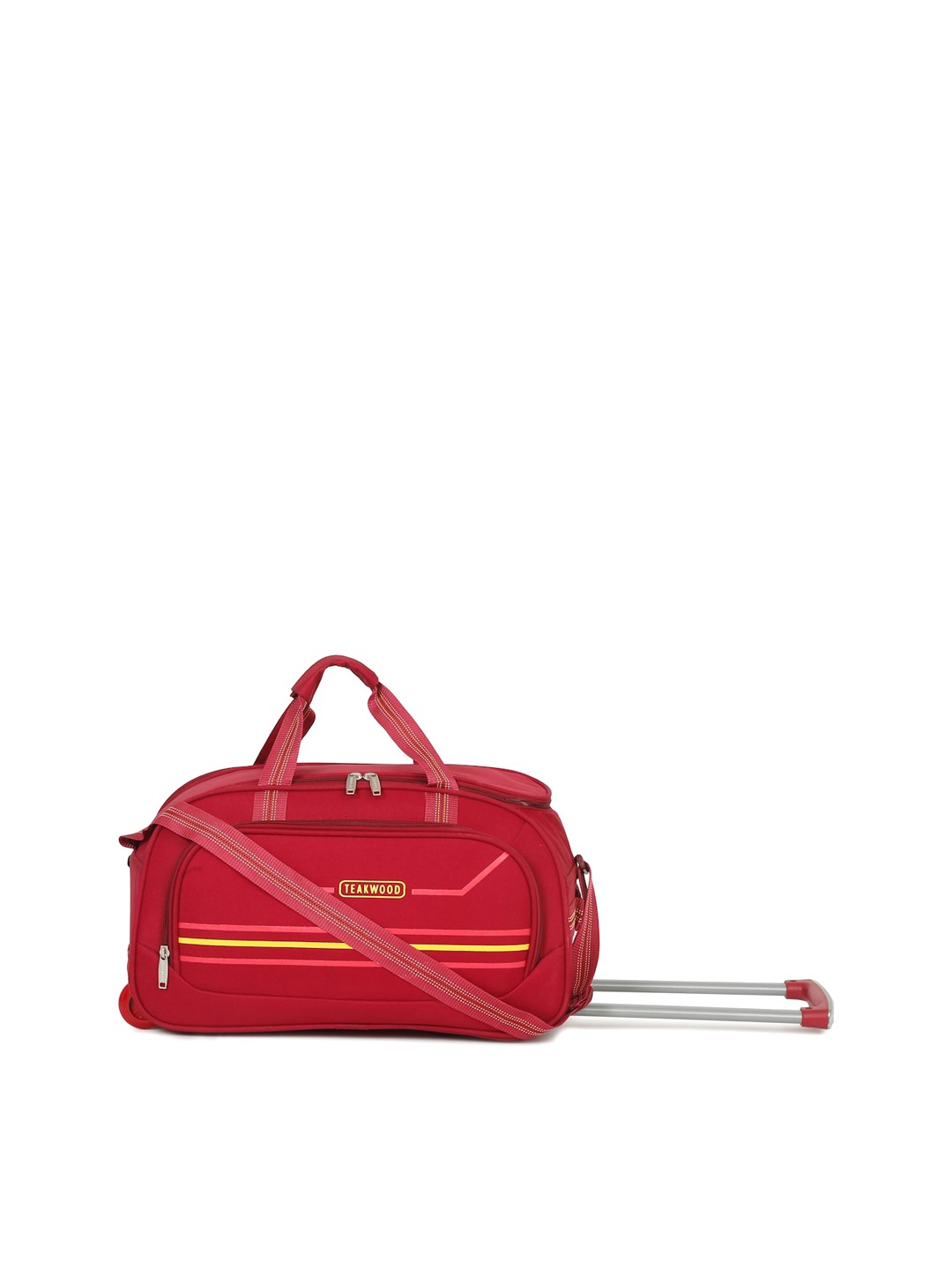 

Teakwood Leathers Striped Duffley Trolley Bag, Red