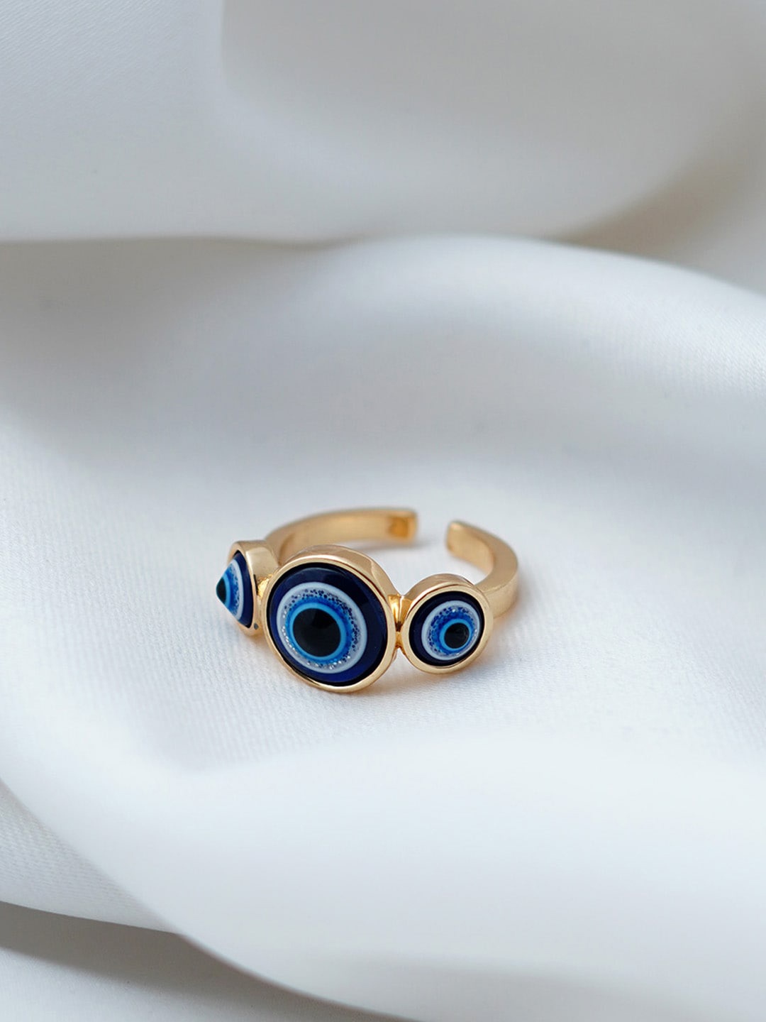 

Ferosh Gold-Toned Evil Eye Bead Embellished Finger Ring