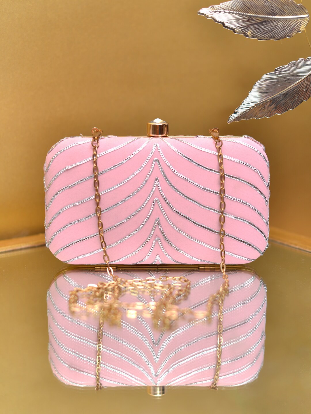 

ARTKLIM Embellished Party Box Clutch, Pink