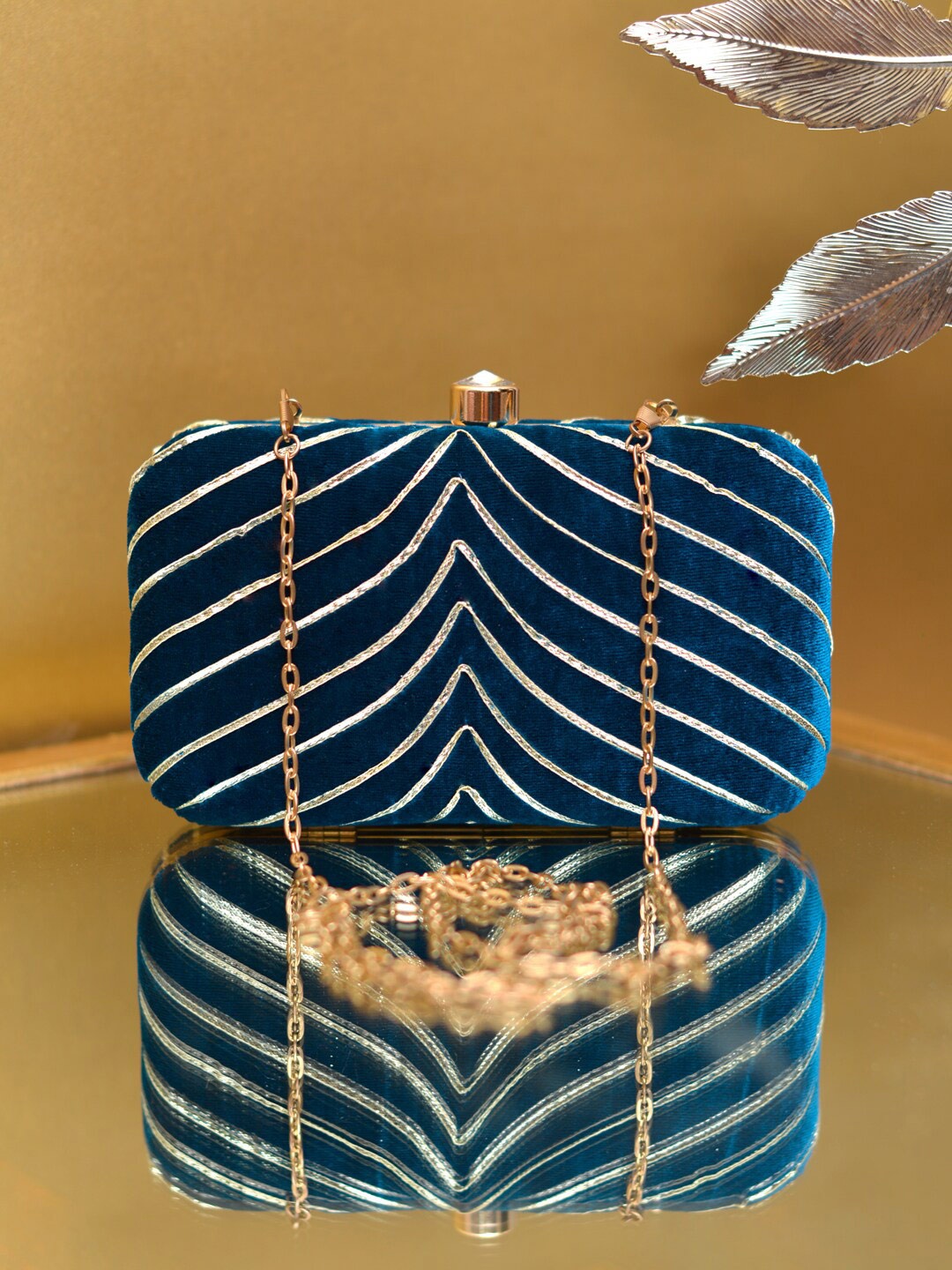 

ARTKLIM Embellished Party Box Clutch, Blue