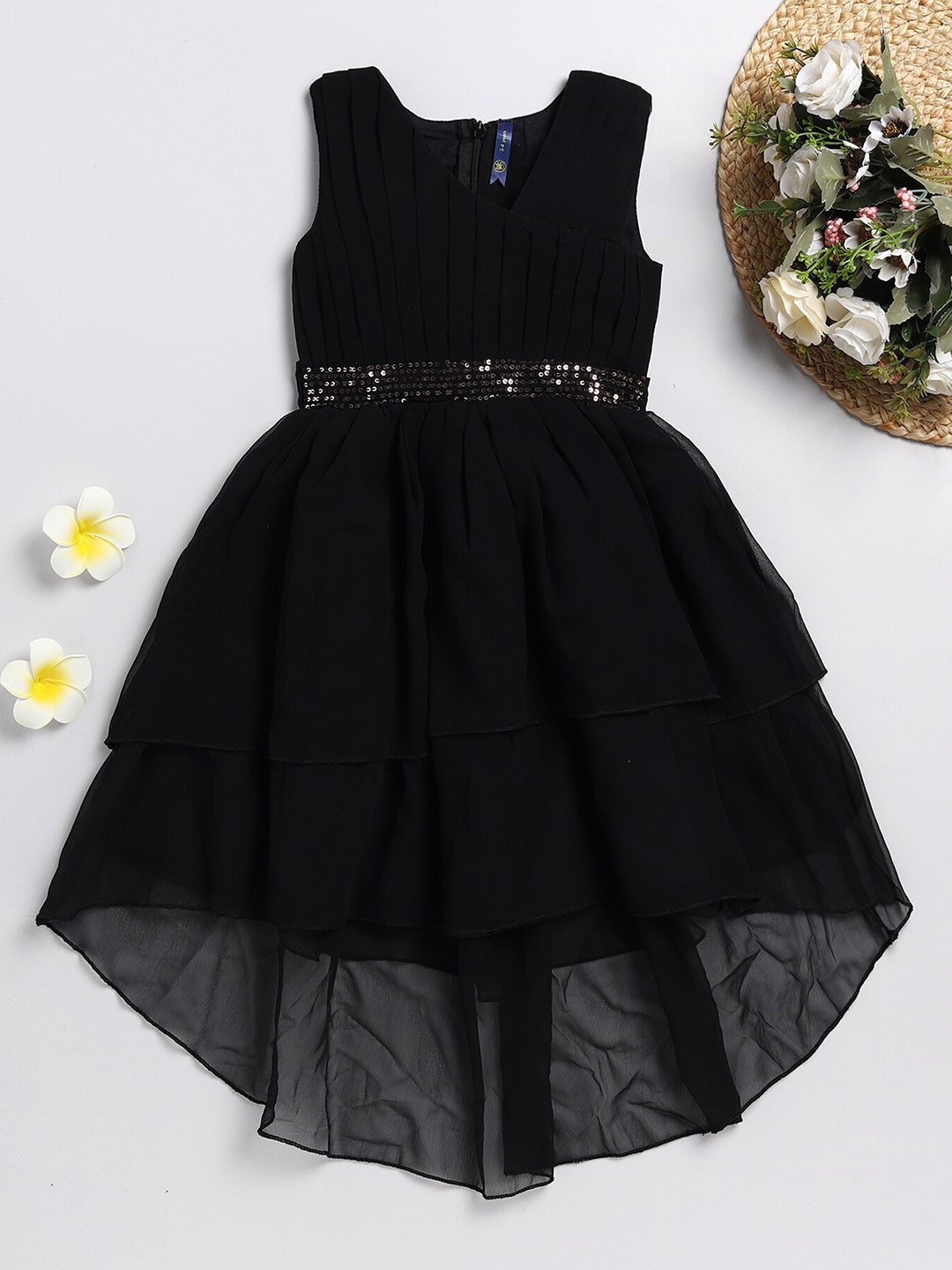 

Lazy Shark Sleeveless Fit & Flare High-Low Dress, Black