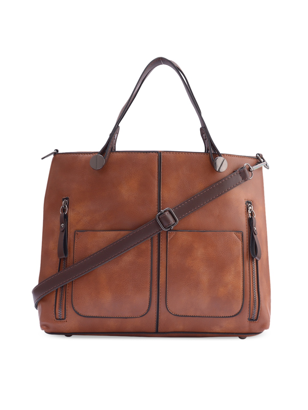 

LEGAL BRIBE Tan PU Structured Shoulder Bag with Tasselled