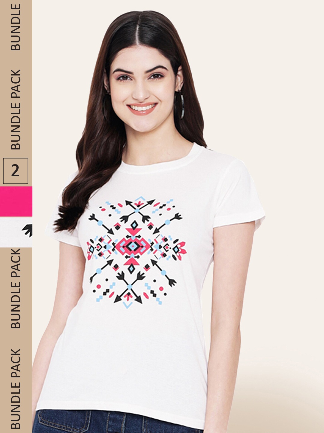 

BAESD Pack Of 2 Graphic Printed Cotton T-Shirt, White