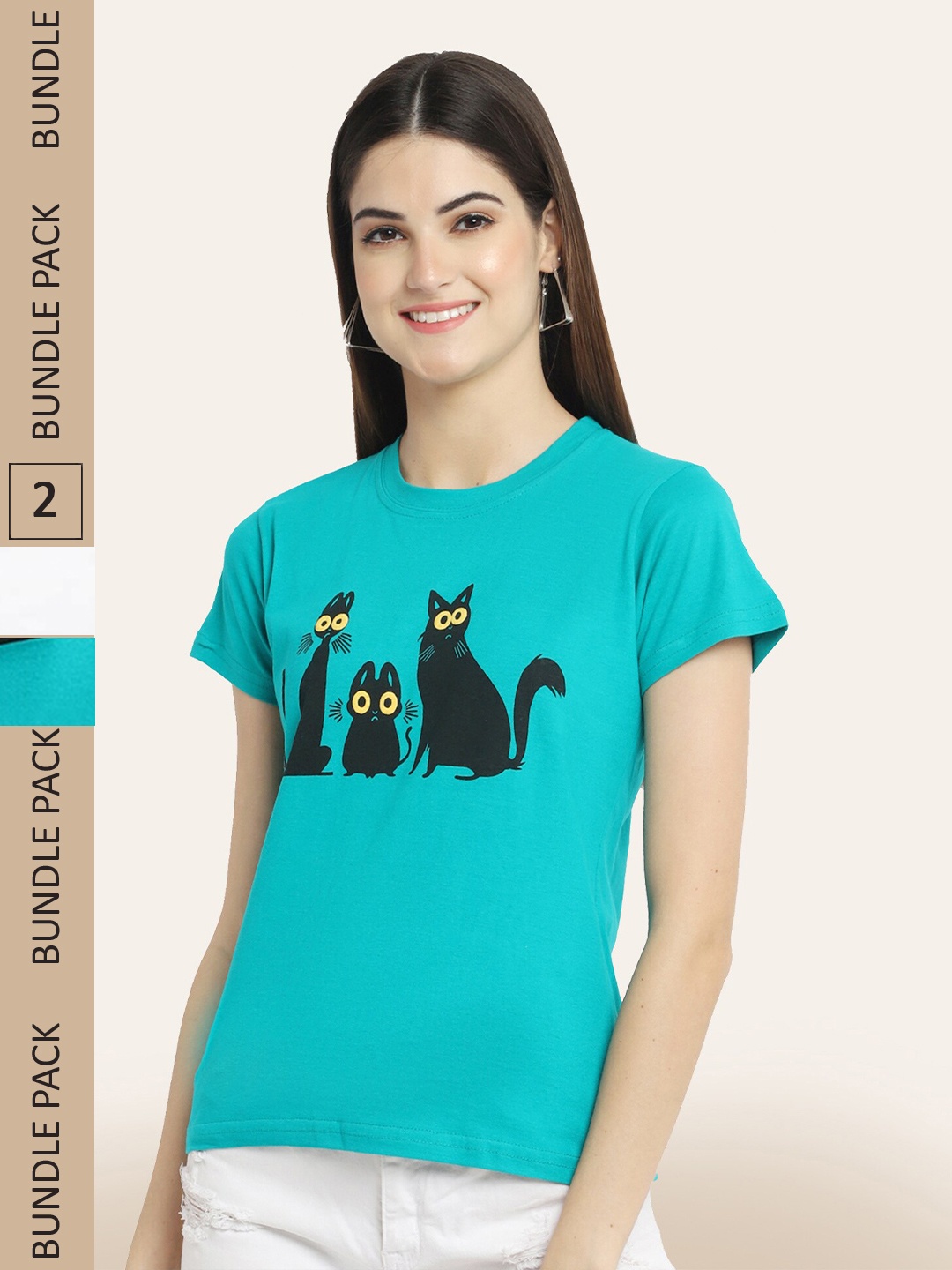 

BAESD Pack Of 2 Printed Casual Cotton T-shirts, Blue