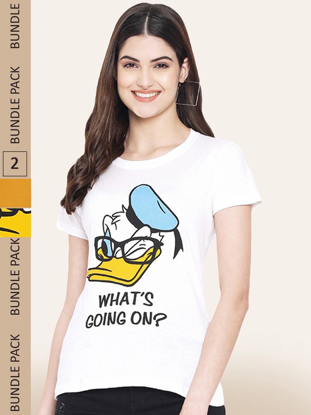 

BAESD Pack Of 2 Printed Casual Cotton T-shirts, Mustard