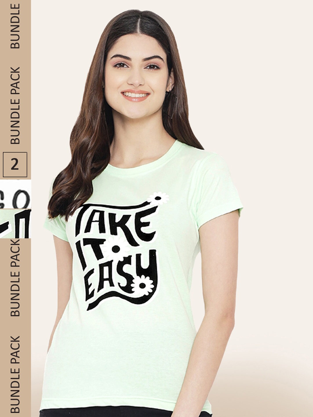 

BAESD Pack Of 2 Round Neck Printed Cotton T-shirt, Green