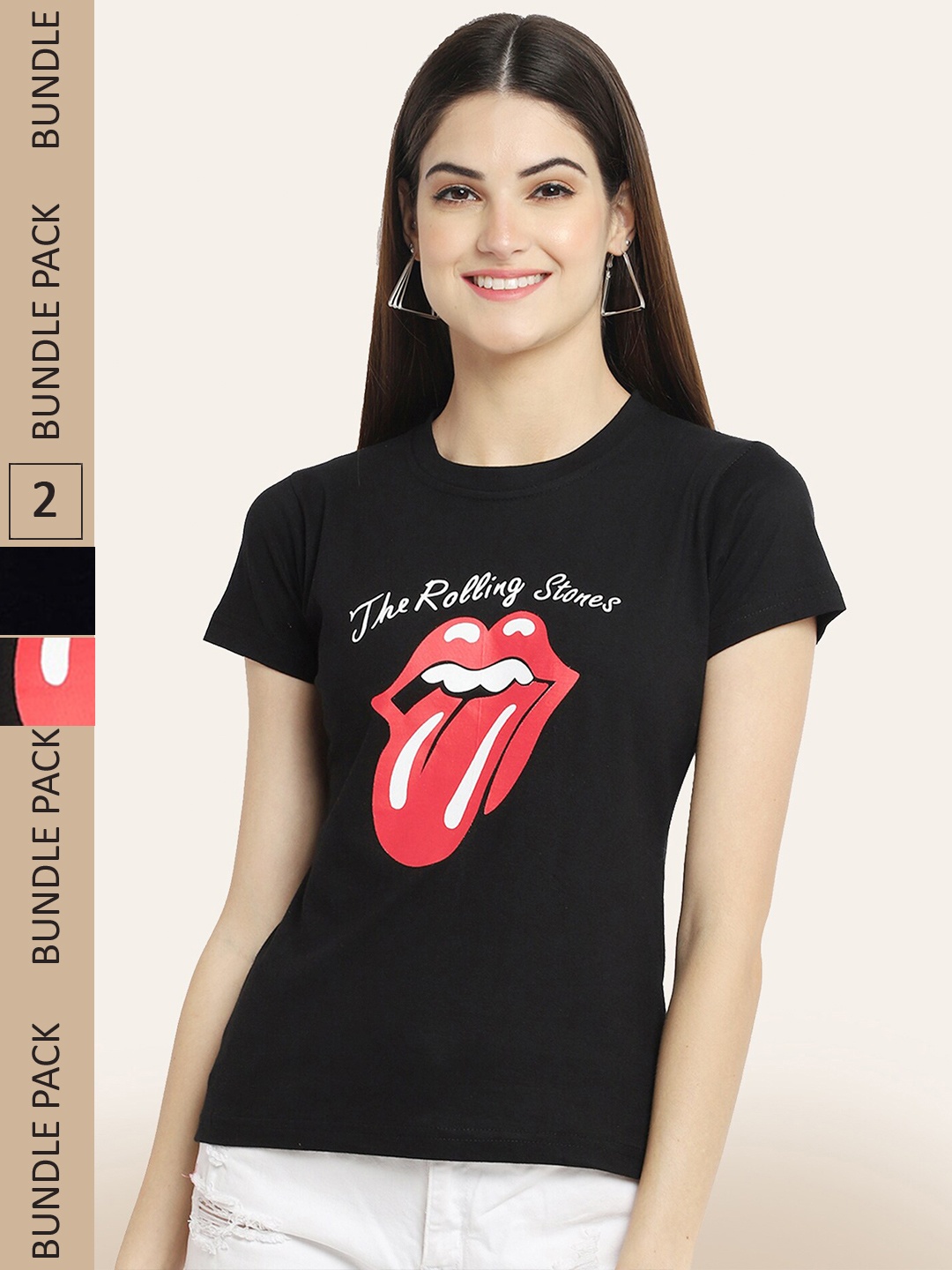 

BAESD Pack Of 2 Printed Cotton T-shirt, Black