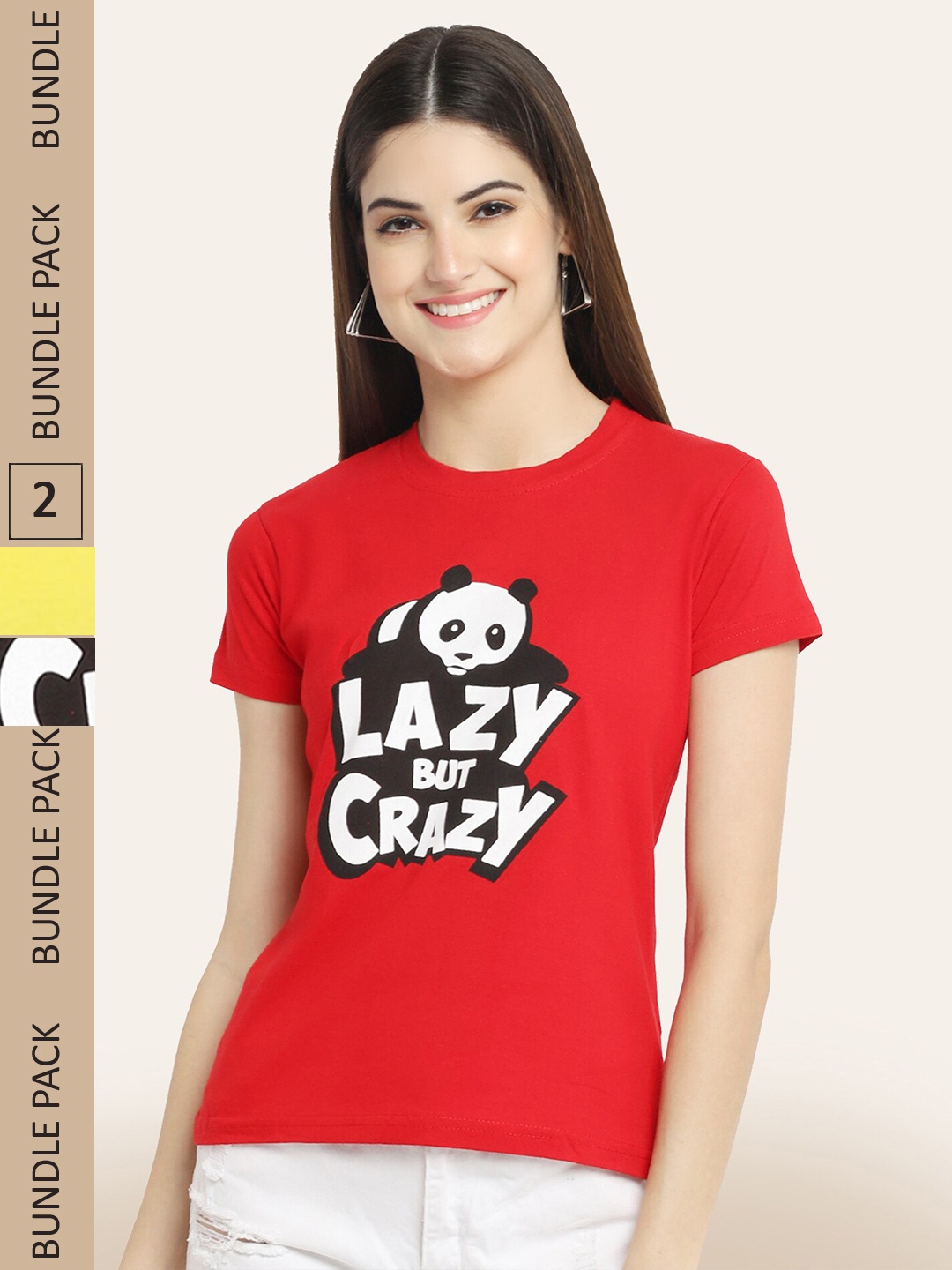 

BAESD Pack Of 2 Graphic Printed Short Sleeves Cotton T-shirt, Red