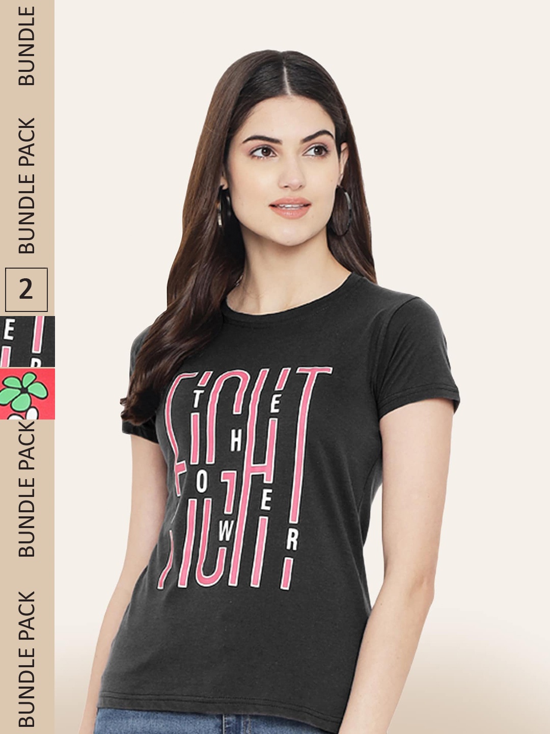 BAESD Pack Of 2 Typography Printed Cotton T-Shirt, Black