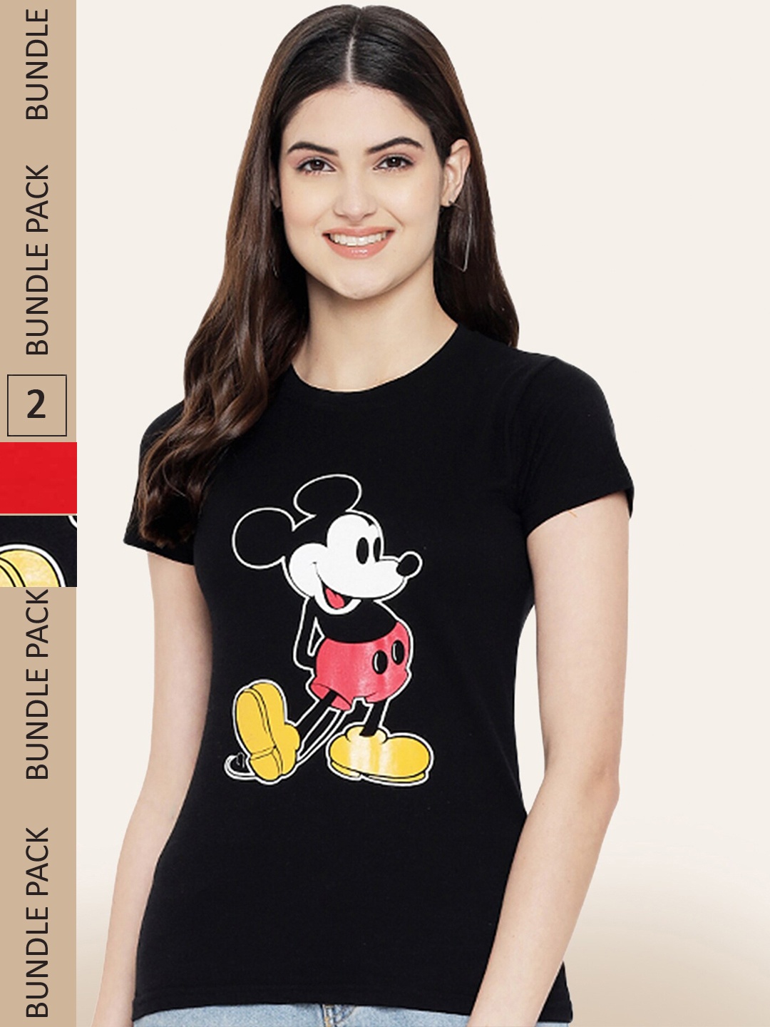 

BAESD Pack Of 2 Printed Round Neck Cotton T-Shirts, Black