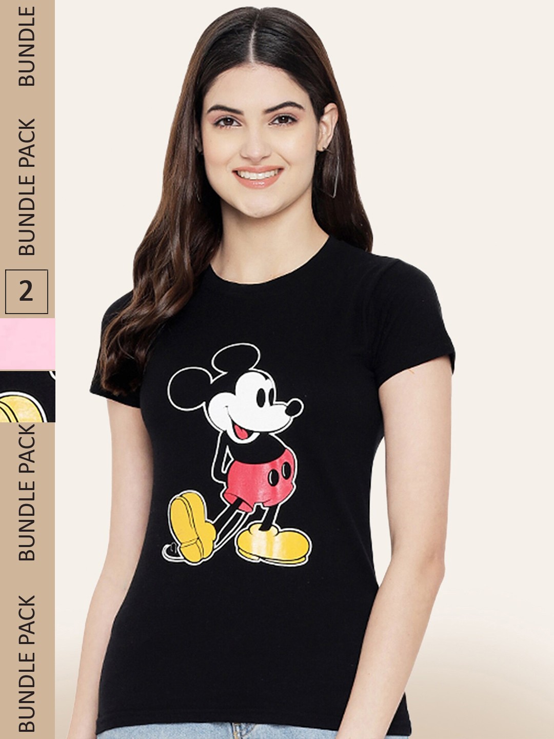 

BAESD Pack Of 2 Printed Round Neck Cotton T-Shirts, Black