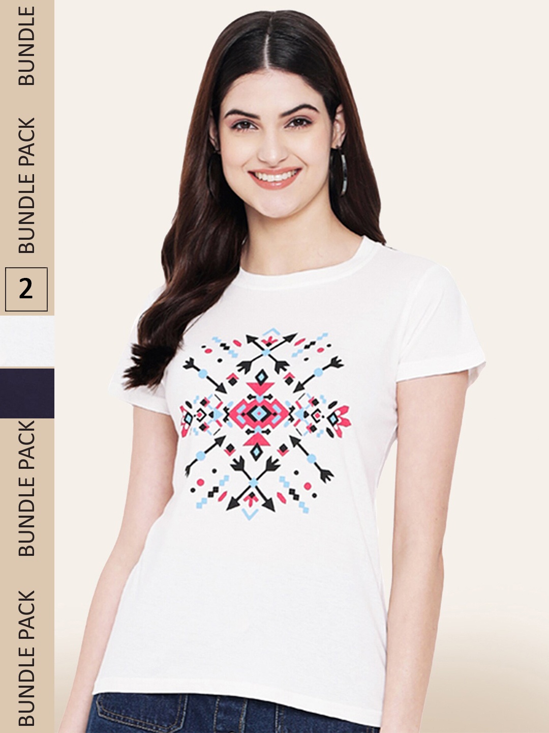 

BAESD Pack Of 2 Printed Cotton T-shirt, Multi