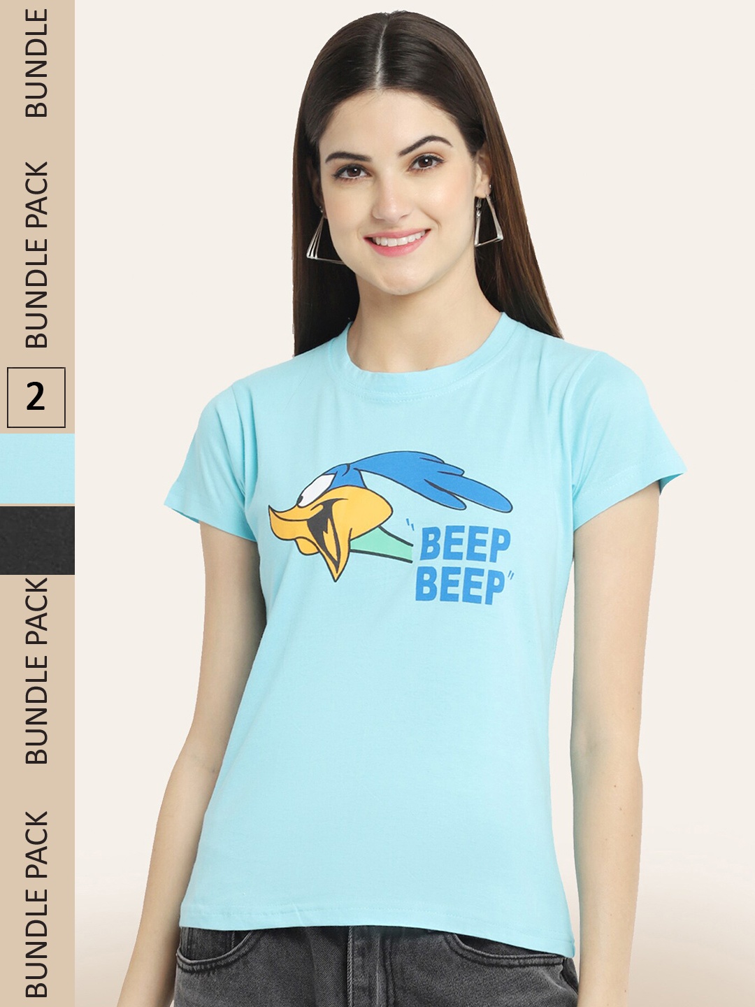 

BAESD Pack Of 2 Printed Cotton T-shirt, Blue