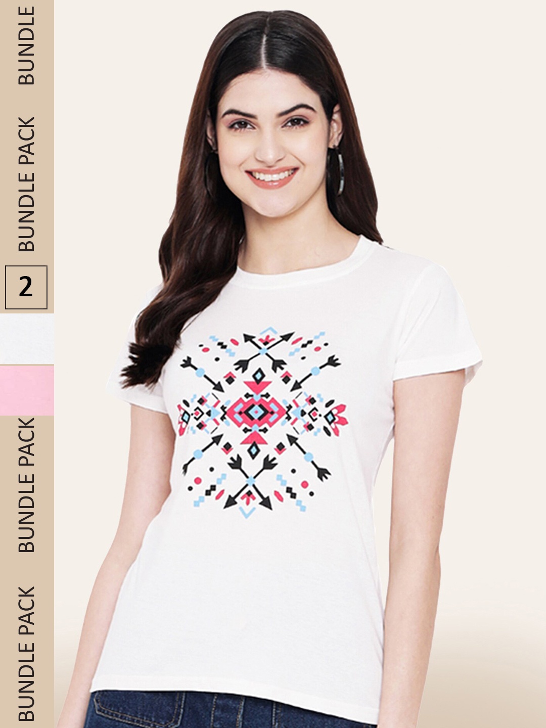 

BAESD Pack Of 2 Graphic Printed Cotton T-shirt, White